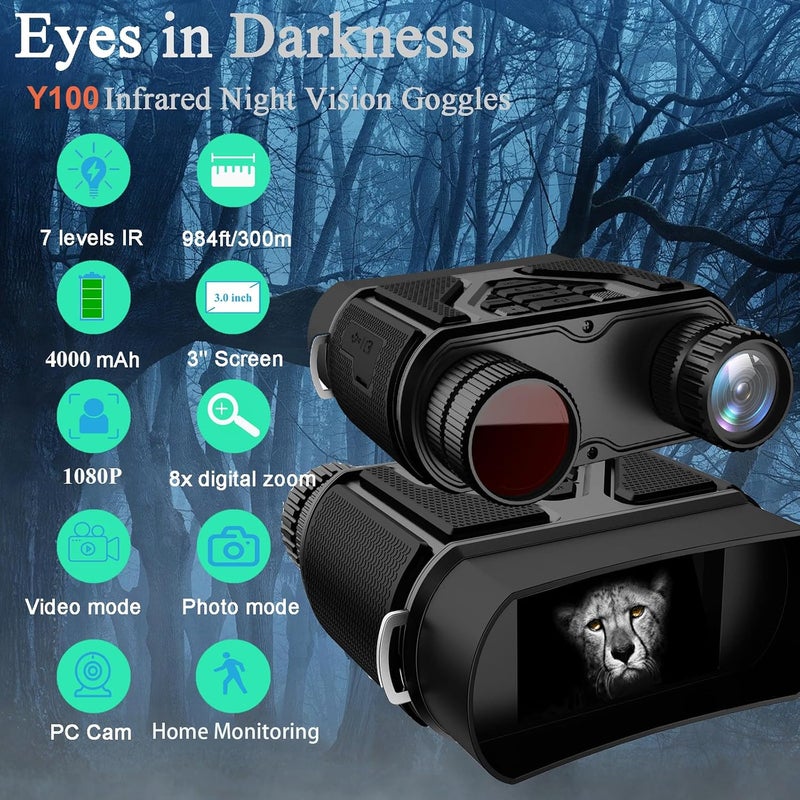 Jadfezy Night Vision Goggles Night Vision Binoculars for Total Darkness,Best Gifts for Men Him Dad Husband Boyfriend, Gear for Hunting and Camping - Image 2